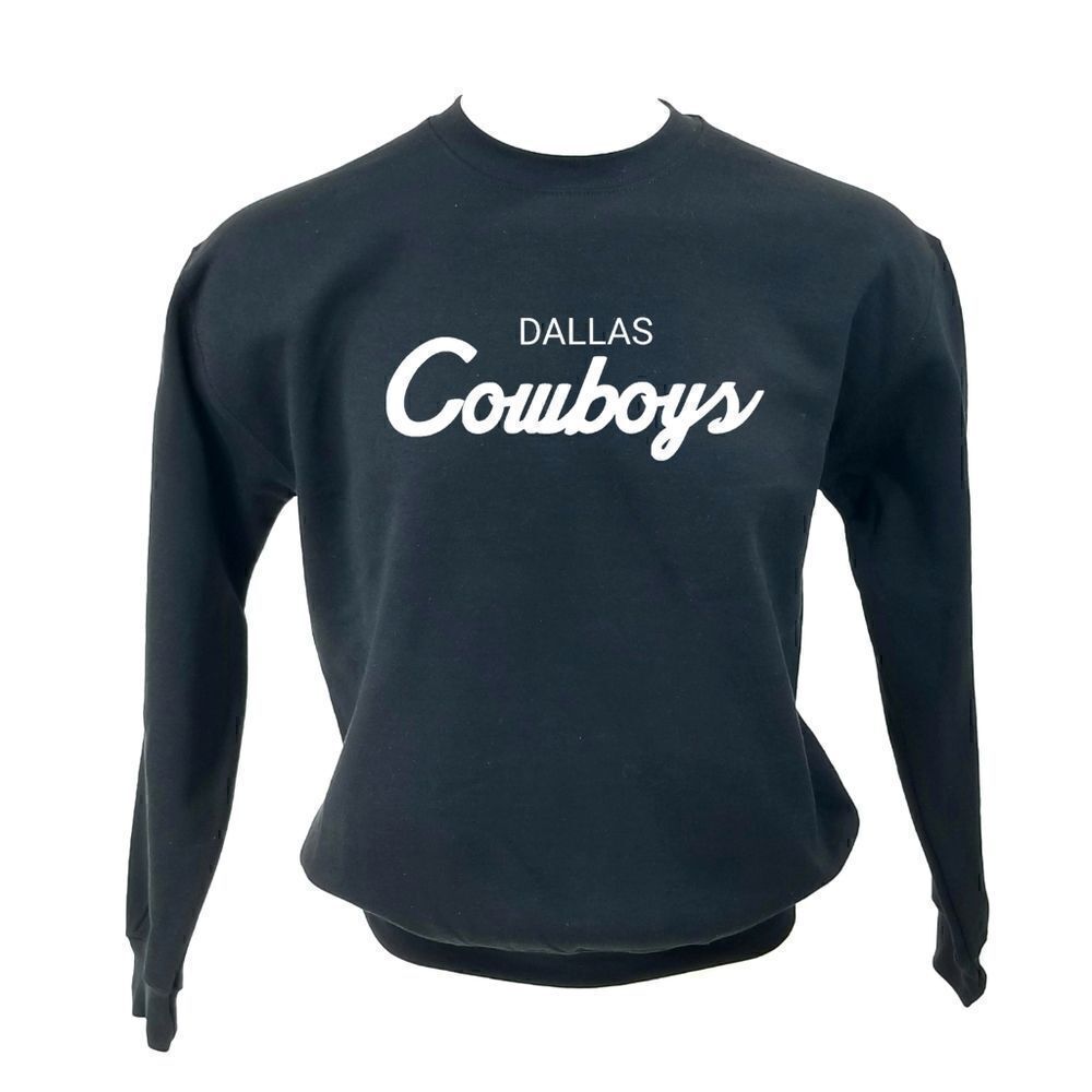 DALLAS COWBOYS Double Script Retro Logo Pullover Crewneck, Sweatshirt